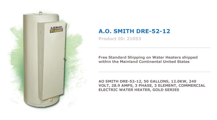 AO Smith DRE-52 Electric Water Heater, electric, commercial, water heater, information